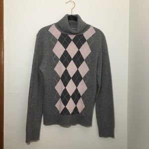 100% Cashmere Apt. 9 Argyle Turtleneck Sweater
